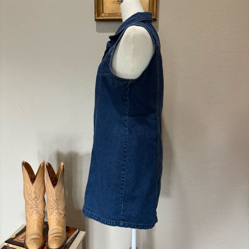 Vintage Denim Button Front  J.L. Sport NY Sleeveless Dress 100% Cotton  Size 8 - Picture 9 of 16